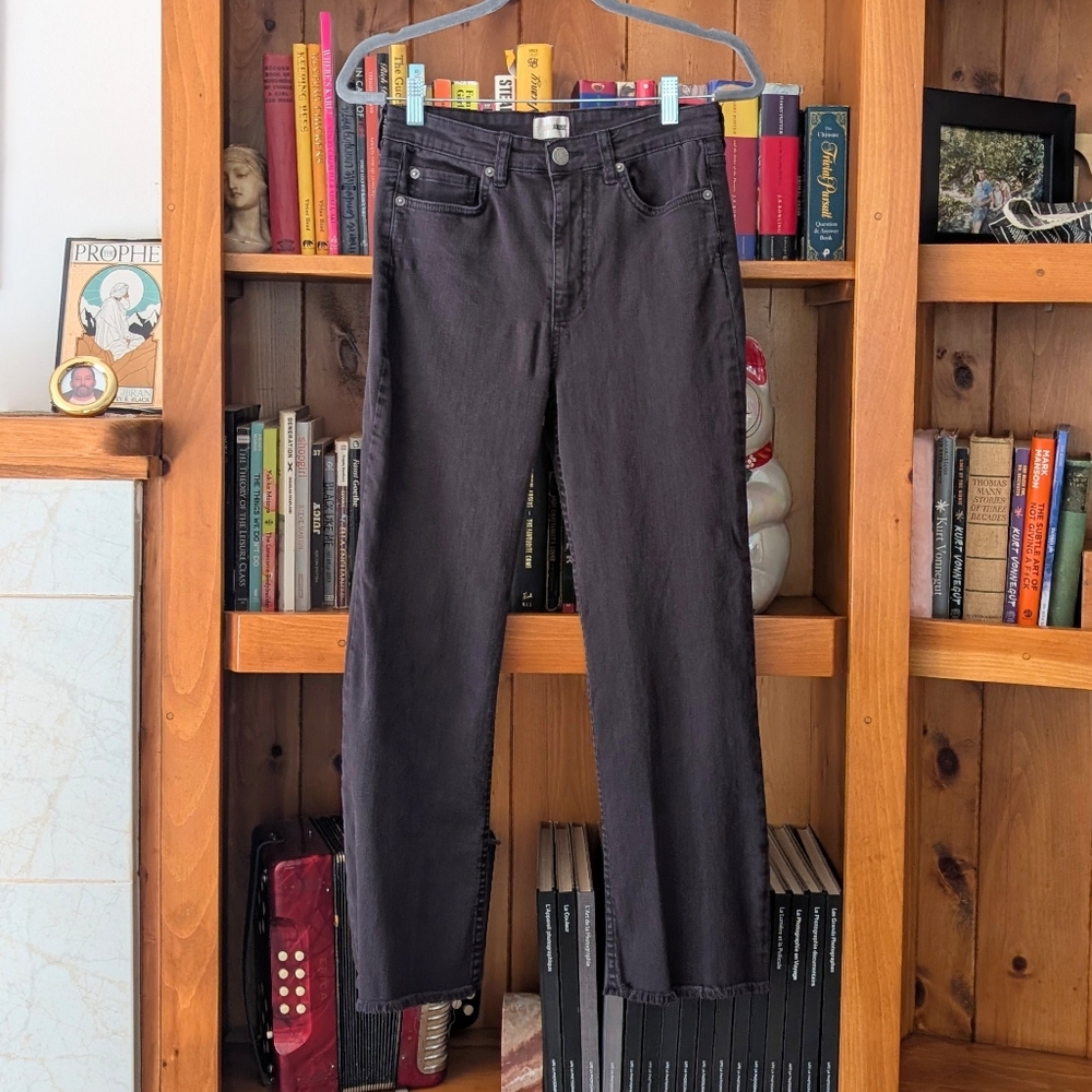 Black High-waisted Straight Wide-leg Black Denim